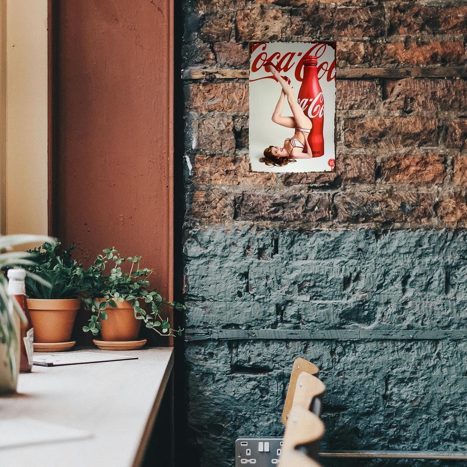 Coke Tin Sign Metal Poster Vintage Wall Decor, Coca Cola Hot Girl, for Pub Restaurants Cafe Club Plaque Man Cave Wall 8x12 Inch