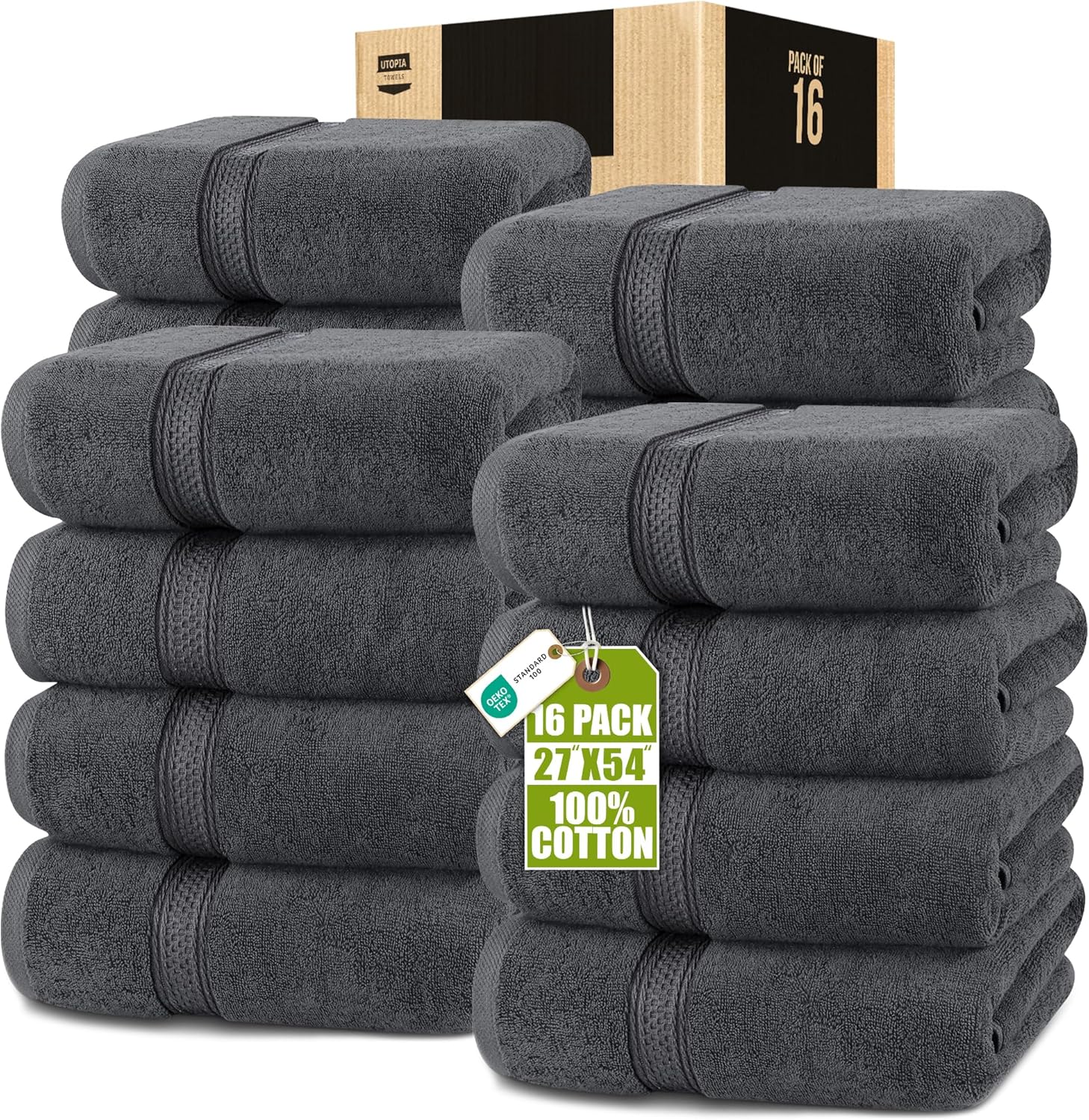 Utopia Towels 4 Pack Premium Bath Towels Set, 27 by 54 Inches, 100% Ring Spun Cotton 600GSM, Lightweight and Highly Absorbent Quick Drying Towels, Perfect for Daily Use, Dark Brown