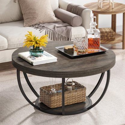 Tribesigns Modern Round Coffee Table, 2 Tier Coffee Table with Faux White Marble and Golden Metal Legs, Circle Center Table Tea Table Accent Furniture for Living Room, White and Gold