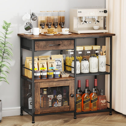 SWTYMIKI Coffee Bar Cabinet for Home - Farmhouse Coffee Stand Station Multi-Purpose Buffet Sideboard Cabinet with Drawers - Kitchen Bar Table for Living Room, Corner, Small Space, Espresso