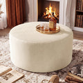 BSHOMGI Round Boneless Ottoman Oversized Ottomans for Living Room, Cloud Rectangle Pouf Coffee Table, Poofy Corduroy Foot Stoolsfor Living Room, Bedroom or Office