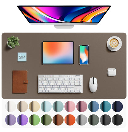 Aothia Non-Slip Waterproof PU Leather Desk Pad Protector for Mouse, Writing Desk, Office, Home, Laptop Blotter, 23.6" x 13.7", Black