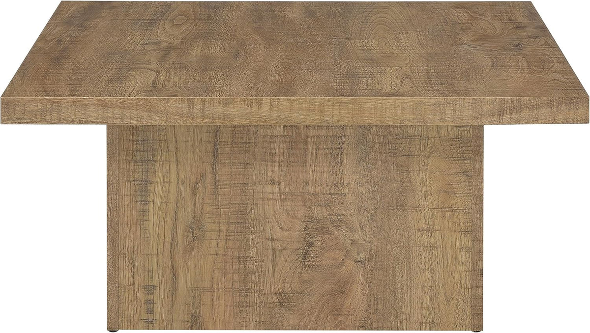 Coaster Home Furnishings Zetta Square Cocktail Living Room Coffee Table Engineered Eco-Friendly Wood Look Laminate Veneer Rustic Farmhouse Mango Brown 708068