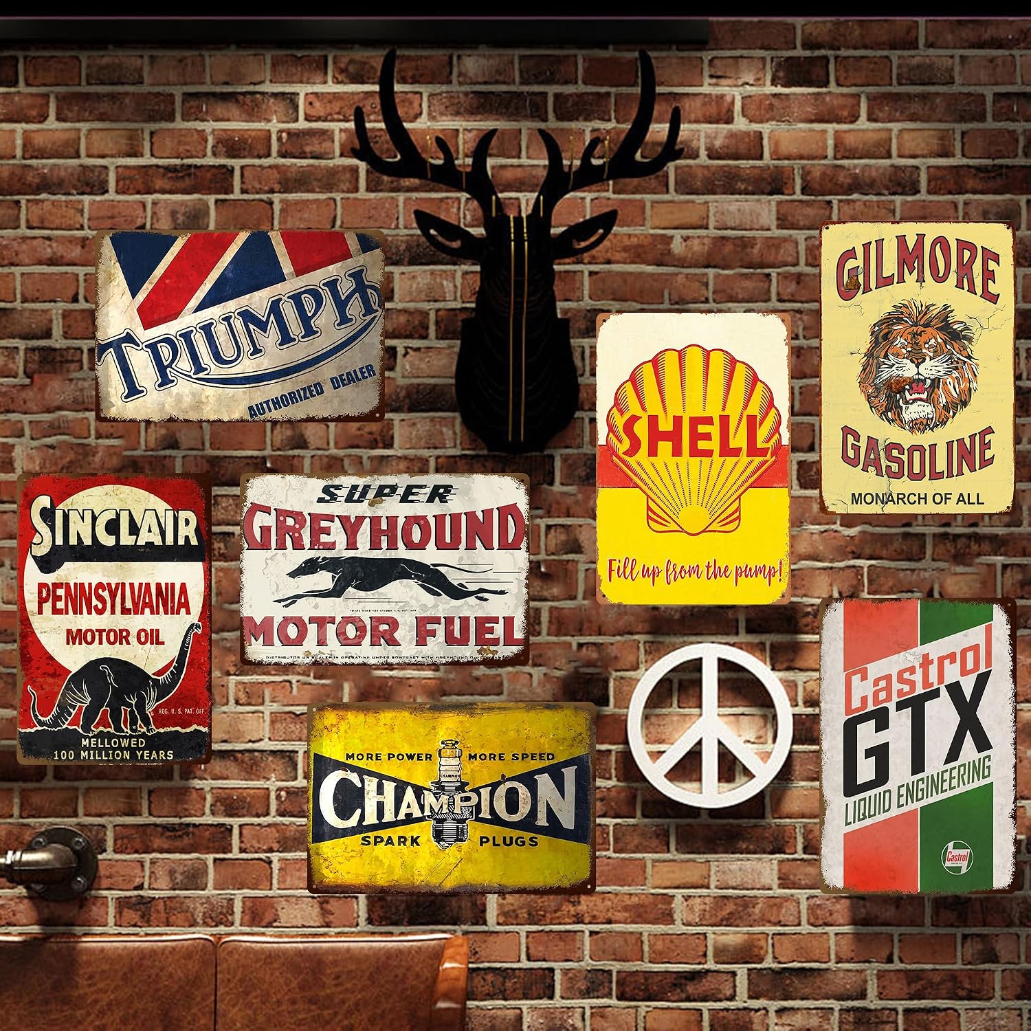 Vintage Metal Tin Garage Signs for Men,Gas Oil Car Metal Signs for Garage Man Cave Bar,Classic Tin Sign for Garage Decor 8 x 12 Inch（7pcs）