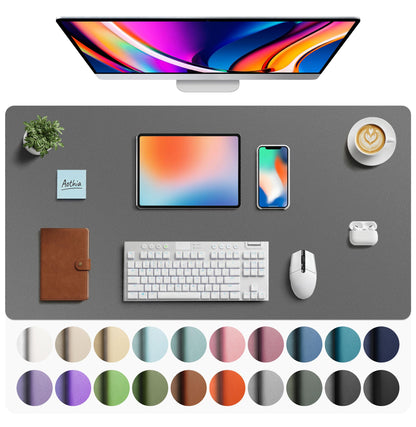 Aothia Non-Slip Waterproof PU Leather Desk Pad Protector for Mouse, Writing Desk, Office, Home, Laptop Blotter, 23.6" x 13.7", Black