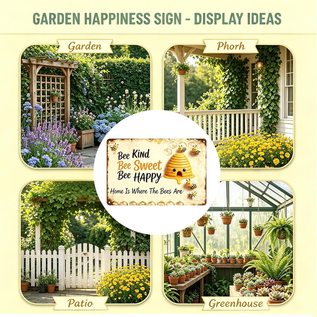Bee Hive Aluminum Tin Sign, Inspirational Quote Wall Art, Rustic Farmhouse Decor for Home Kitchen Garden Porch, Waterproof Indoor Outdoor Plaque 12x8Inch