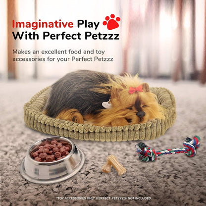 Silver Bowl with Simulated Pet Food, Colorful Chew Toy for Lifelike Stuffed Interactive Pet, Dog Bones for Breathing Pets – Perfect Petzzz
