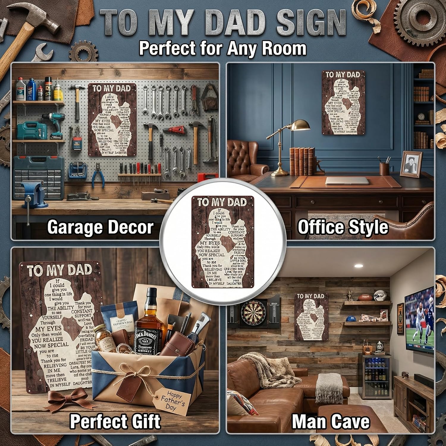 Smilelife Father's Day Dad Gifts from Daughter To My Dad Always Be My Hero Funny Tin Sign Perfect for Men Room Man Cave Office Garage Workshop Home Decor 8 x 12 Inch(3333)