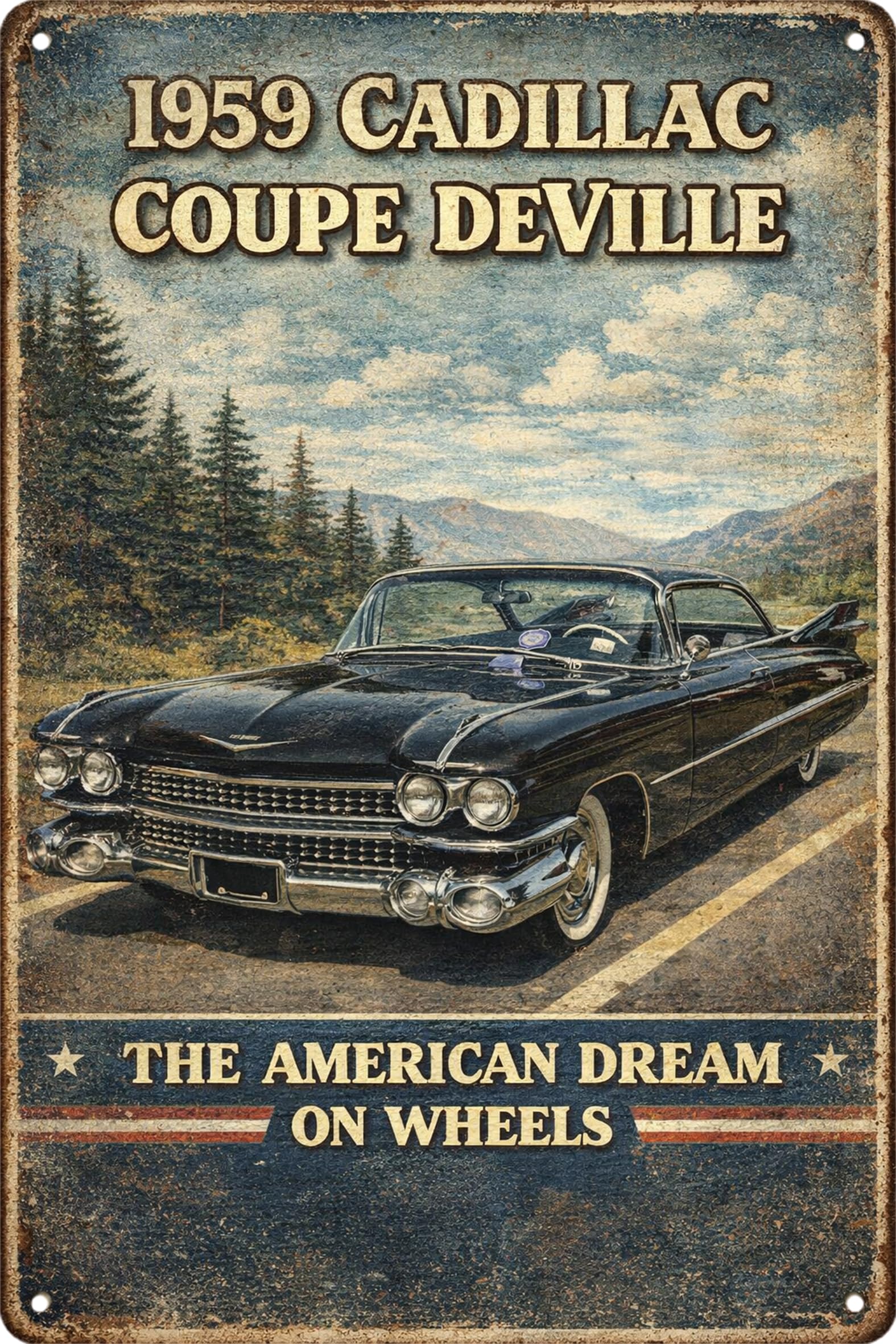 Vintage Car Sign Retro Sports Car Metal Tin Signs, Tin Sign Car for Garage Decor, Classic Car Decor Early American Metal Garage Sign for Man Cave, 8x12 Inch (REO model 10-S)