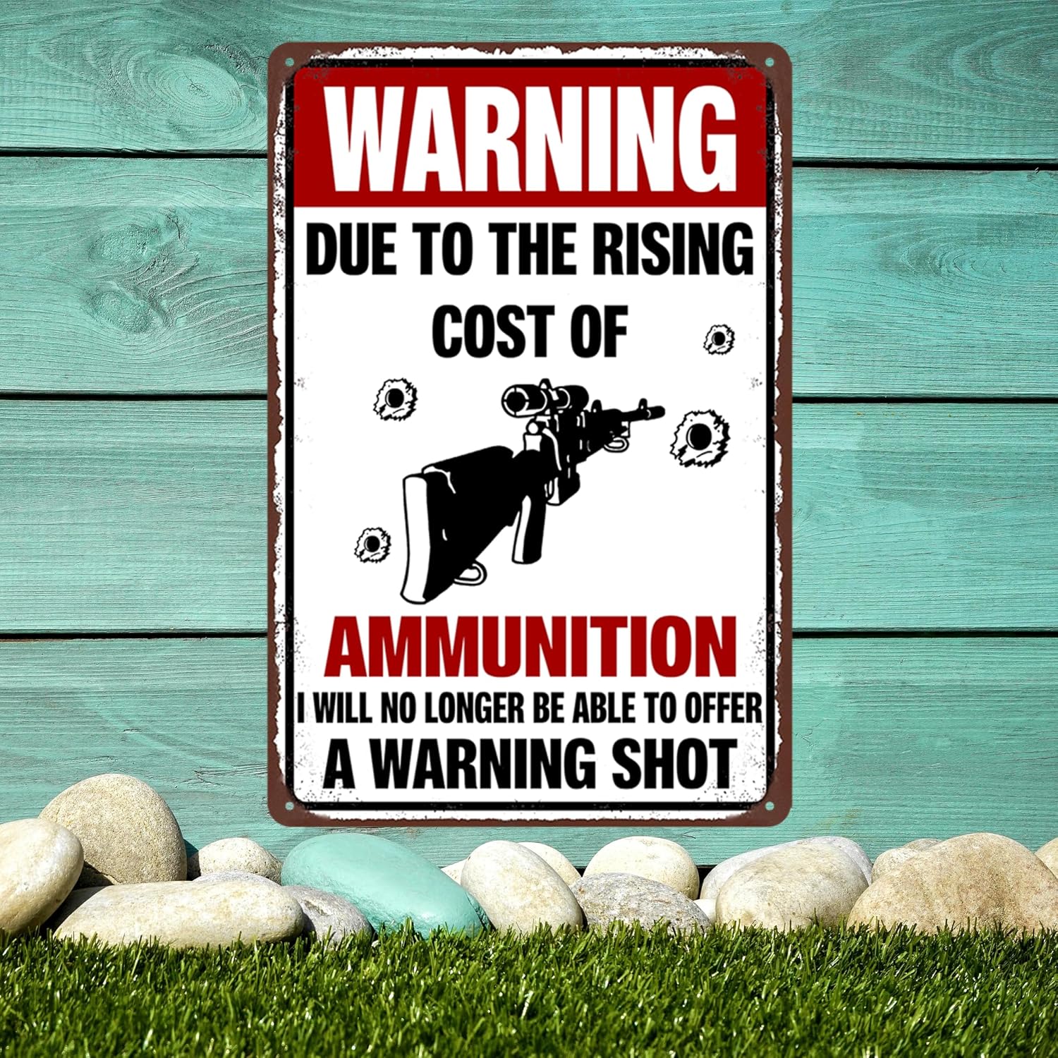Funny Garage Signs Man Cave Decor For Men Vintage Metal Tin Sign Gifts For Man Cave No Trespassing Sign Warning Due To The Rising Cost Of Ammunition Sign Wall Decor For Home Bar 12 X 8 Inches