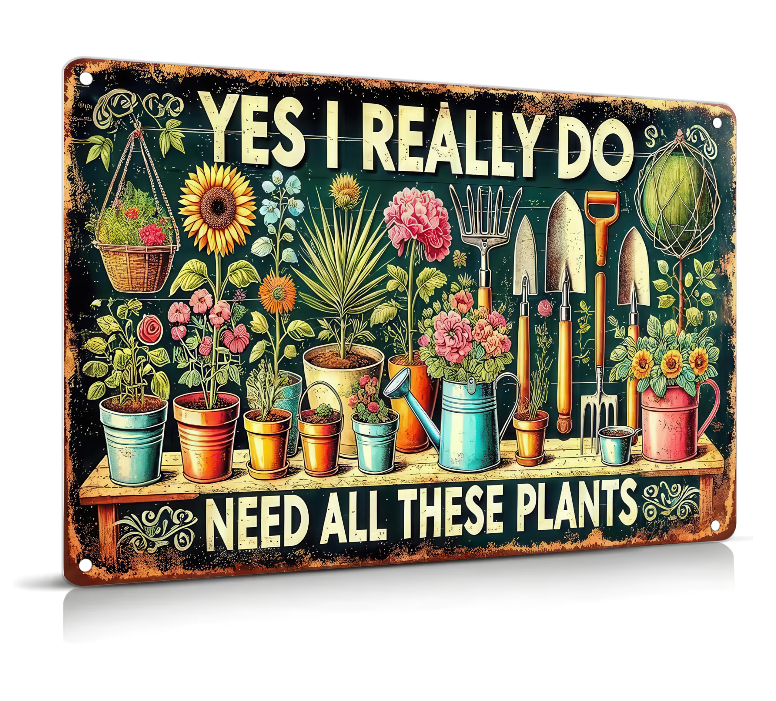 Vintage Flower Garden Metal Sign Rustic Farmhouse Daisy Floral Wildflowers Tin Signs Still Life Gardening Aluminum Wall art for Home Garden Patio Farm Yard Bar Bathroom Decor 8x12 Inch
