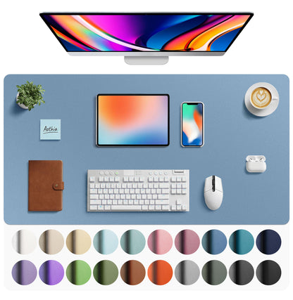 Aothia Non-Slip Waterproof PU Leather Desk Pad Protector for Mouse, Writing Desk, Office, Home, Laptop Blotter, 23.6" x 13.7", Black