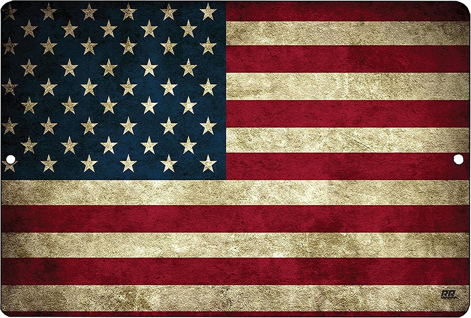 Rogue River Tactical USA American Flag Metal Tin Sign, 12x8 Inch, Wall Decor Man Cave Bar US United States Rustic