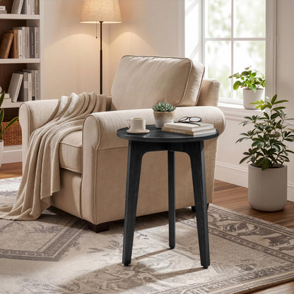 VASAGLE MAEZO Collection - Small Side Table, Round End Table, Nightstand with Tapered Legs, Curved Transitions, for Small Spaces, Living Room, Bedroom, Honey Brown ULET237KB01S