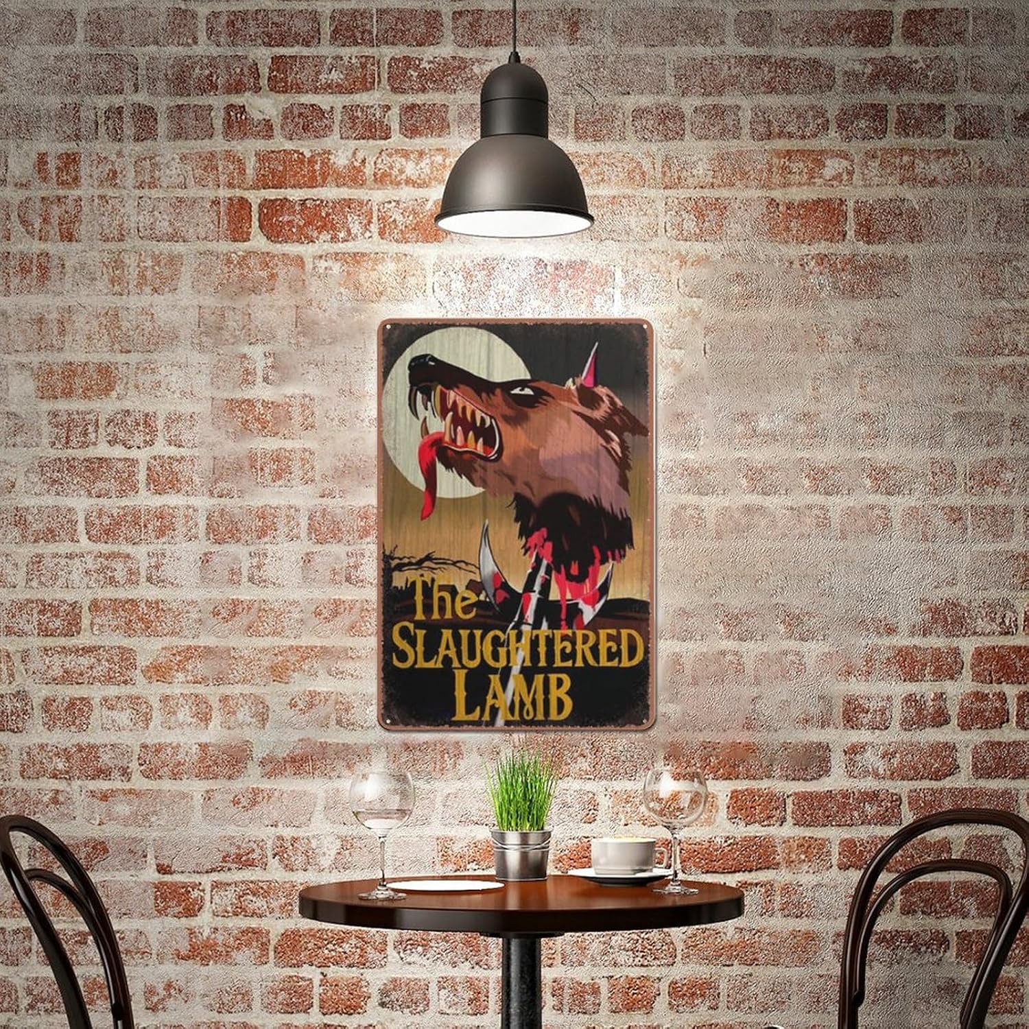 Vintage Style John Landis Inspired - Slaughtered Lamb Pub Sign - American Werewolf in London Movie Prop tin Sign Print,Coffee bar, Living Room, Farmhouse, tin Sign Wall Decoration 8x12 inch