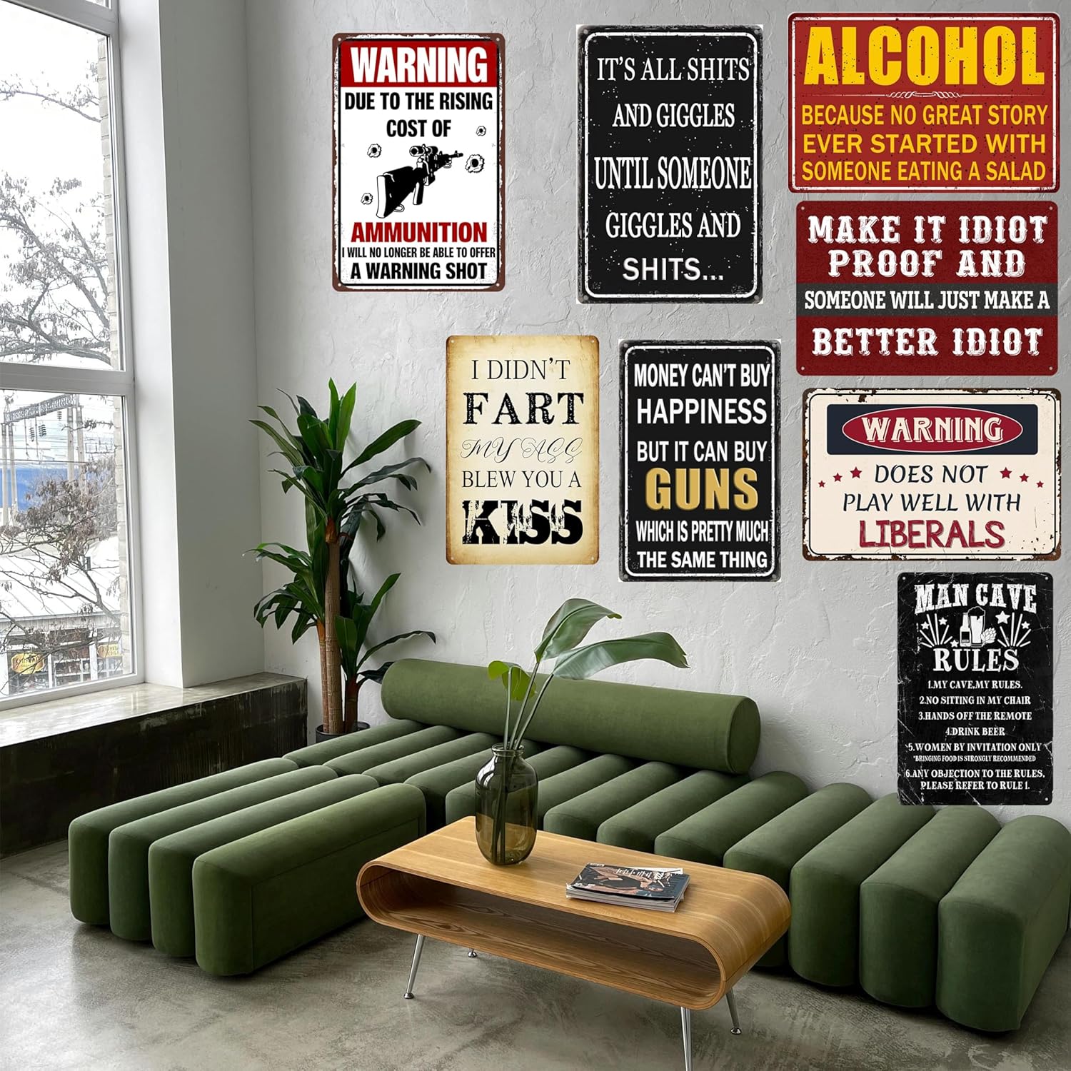 Funny Garage Signs Man Cave Decor For Men Vintage Metal Tin Sign Gifts For Man Cave No Trespassing Sign Warning Due To The Rising Cost Of Ammunition Sign Wall Decor For Home Bar 12 X 8 Inches