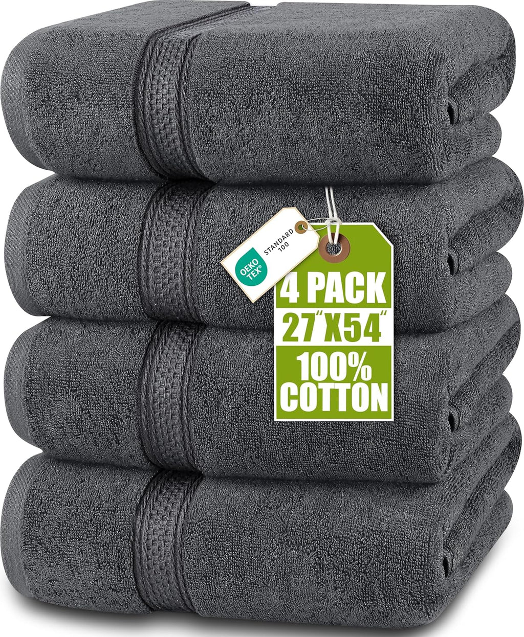 Utopia Towels 4 Pack Premium Bath Towels Set, 27 by 54 Inches, 100% Ring Spun Cotton 600GSM, Lightweight and Highly Absorbent Quick Drying Towels, Perfect for Daily Use, Dark Brown