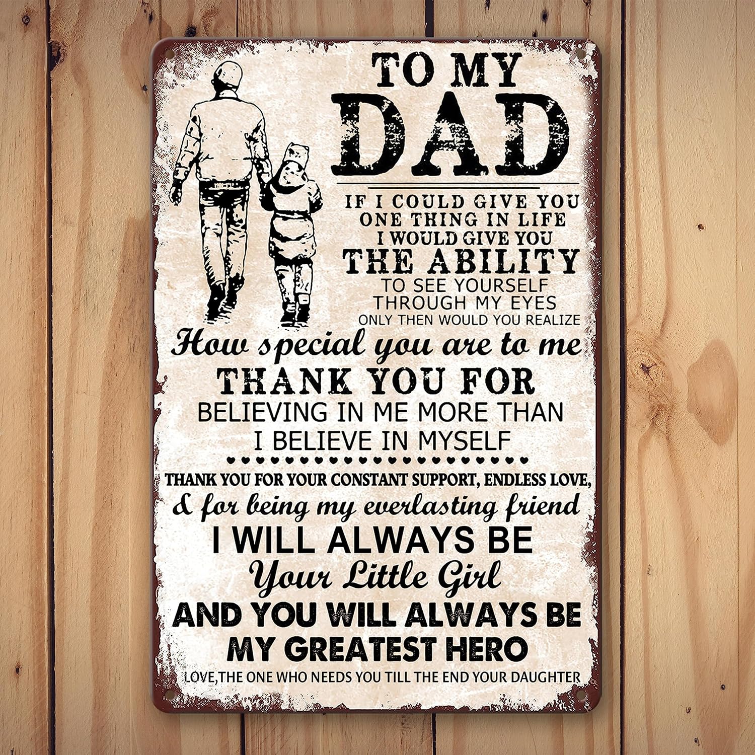 Masleo Vintage Metal Dad Sign, 8 x 12 inches, Decorative Signage for Father's Day or Birthday, Personalized Wall Decor